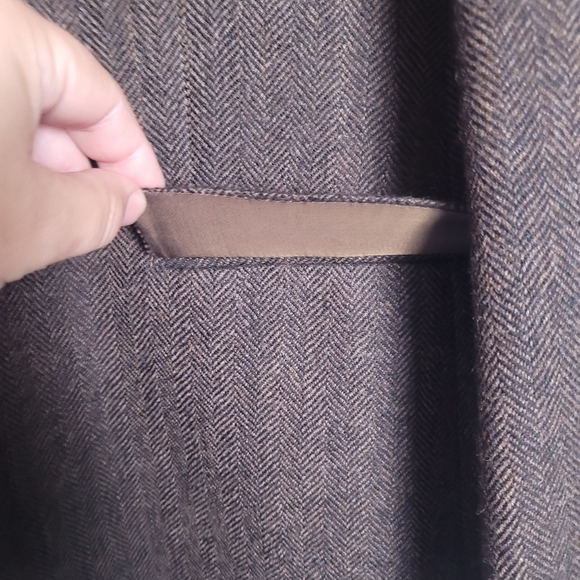 Lauren Ralph Lauren 100% Wool Brown Chevron 2 Button Blazer Suitcoat Size 46R - Picture 6 of 13
